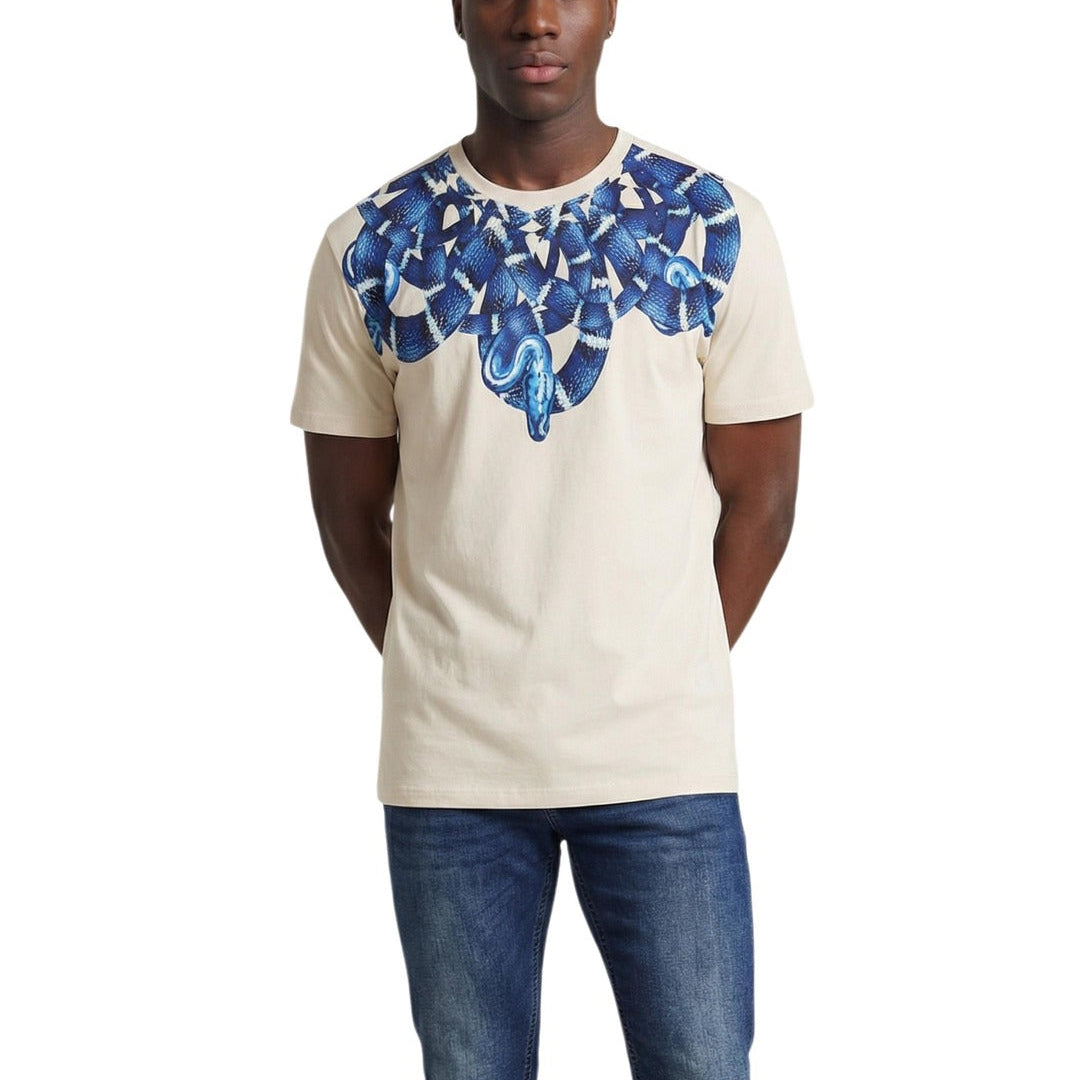 Мъжка бежова тениска County Of Milan Marcelo Burlon Men T-shirt S6CMMATH062 Front View