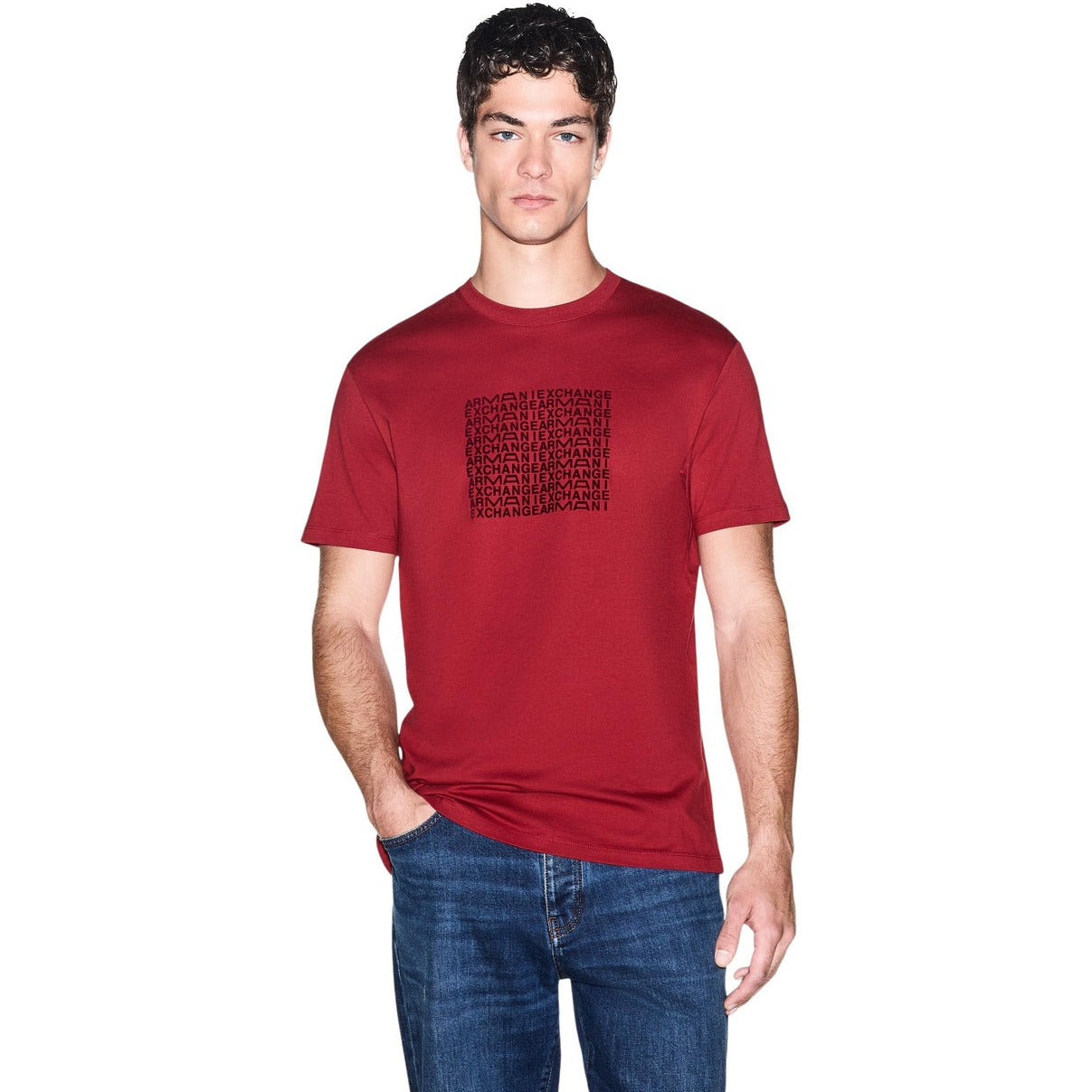 Мъжка червена тениска Armani Exchange Men T-shirt XM003044 AF21323 U5081 Front View