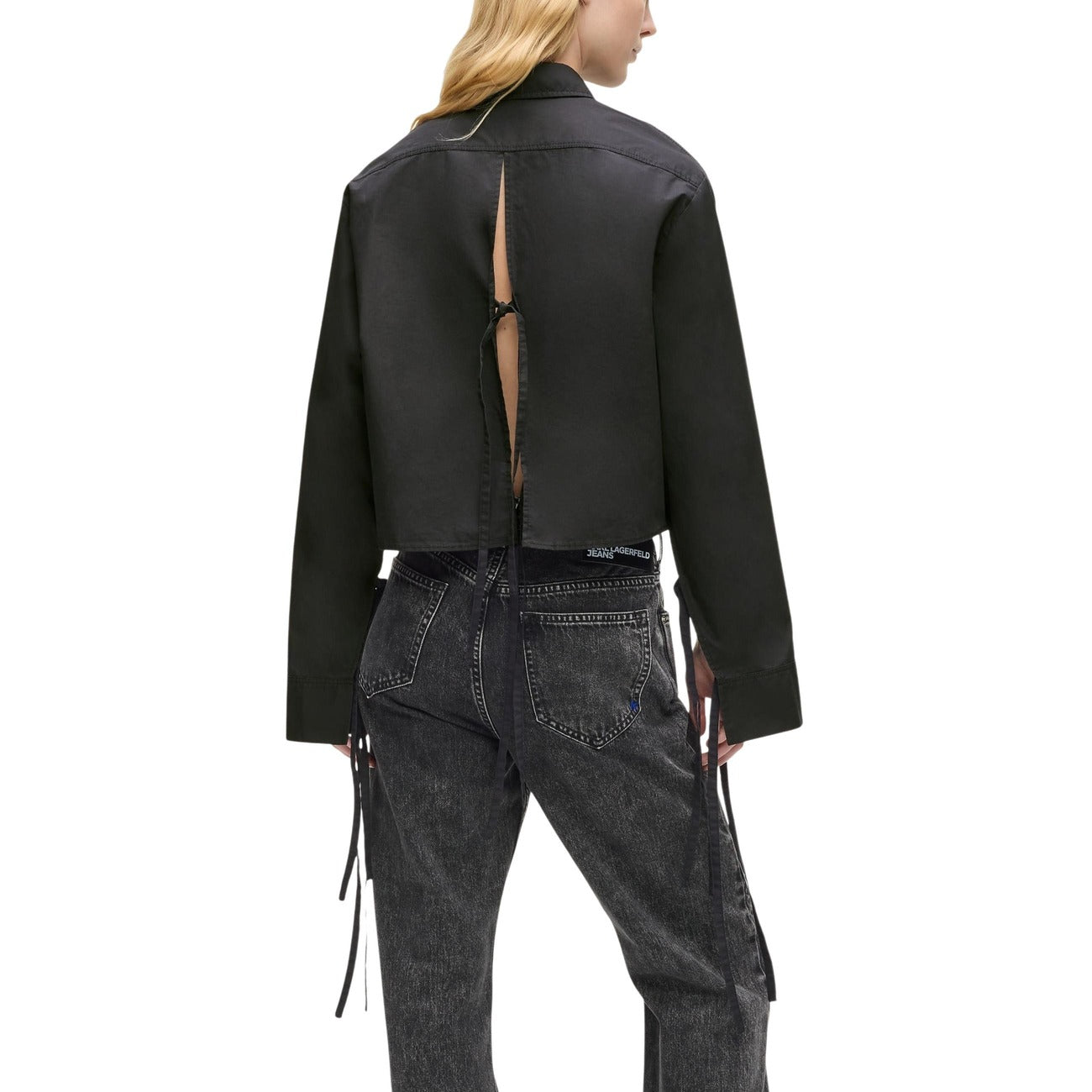 Дамска черна риза Karl Lagerfeld Jeans Women Shirt B1W11027 999 Back View