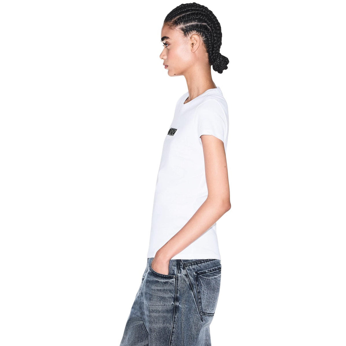 Дамска бяла тениска Armani Exchange Women T-shirt XW002550 AF10356 U0002 Side View