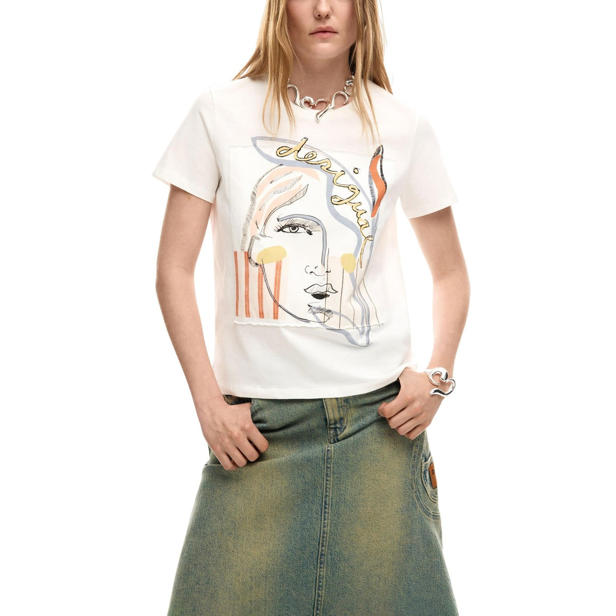 Дамска тениска Desigual women’s t-shirt  26SWTK51 1000 Model view