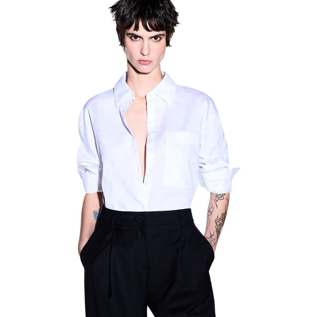 Дамска бяла риза Armani Exchange Women Shirt XW002700 AF25758 F0028 Front View