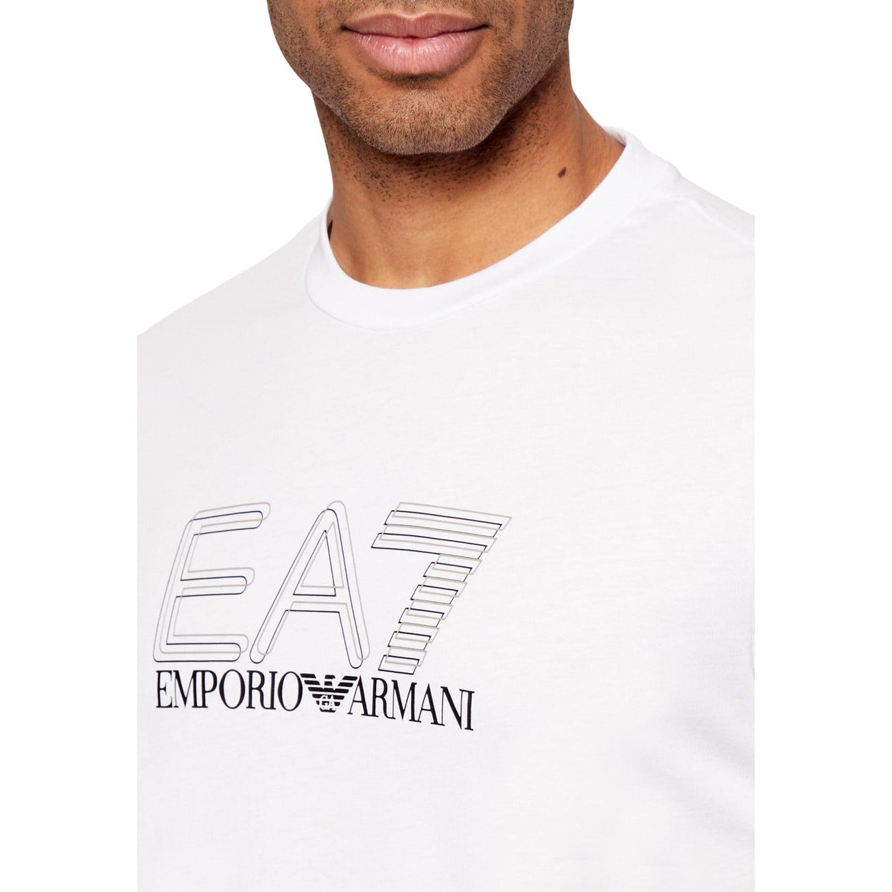 Мъжка бяла тениска EA7 Emporio Armani 7M001307 AF10375 Close-Up